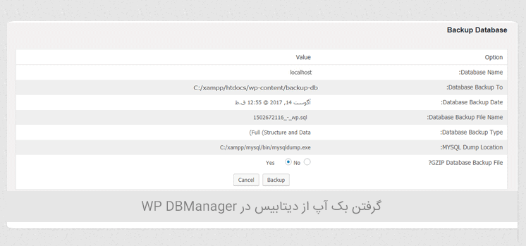 مدیریت دیتابیس در وردپرس با افزونه WP DBManager