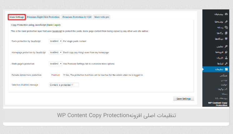 افزونه جلوگیری از کلیک راست در وردپرس WP Content Copy Protection