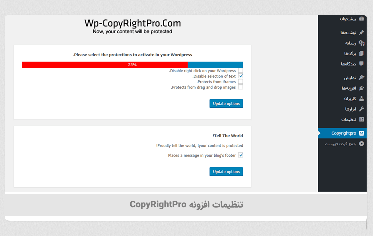 محافظت از محتوای سایت در وردپرس با افزونه CopyRightPro