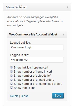 ابزارک حساب کاربری ووکامرس با افزونه WooCommerce My Account Widget