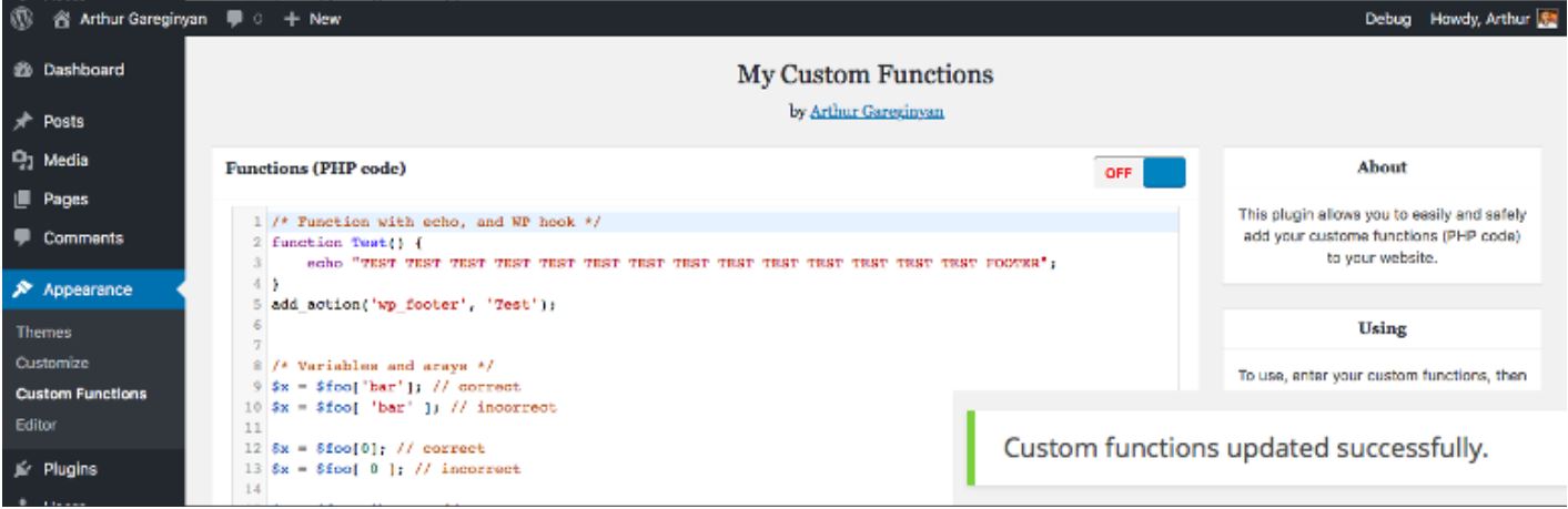 افزودن کدهای توابع به قالب وردپرس با افزونه My Custom Functions